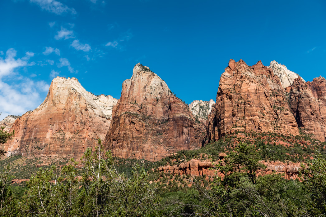 Wide angle view of three patriarchs mountains in zion – TERRI BUTLER ...